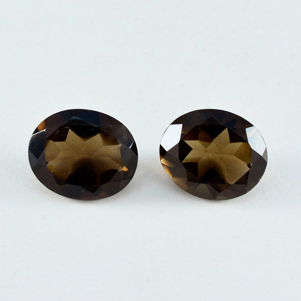 Smoky Quartz 1PC Chunky 12x16 MM Oval Faceted Brown Sparkling Semi Precious Gems