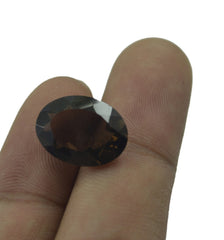 Smoky Quartz 1PC Chunky 12x16 MM Oval Faceted Brown Sparkling Semi Precious Gems