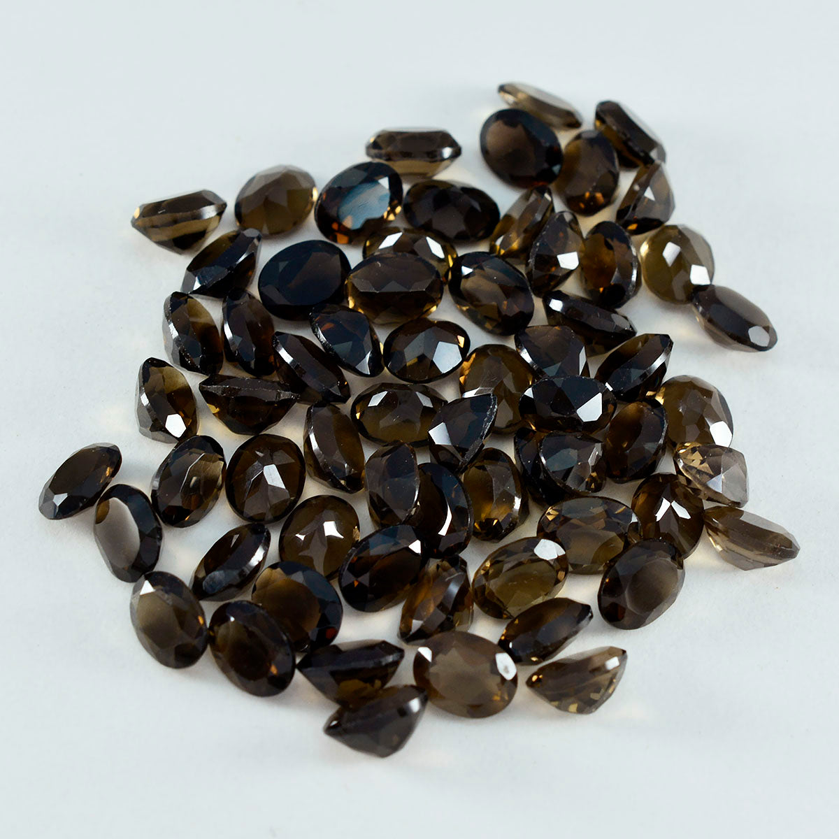 Smoky Quartz 10PC Tiny 3x5 MM Oval Faceted Brown Splendid Semi Precious Gems Hoofdafbeelding
