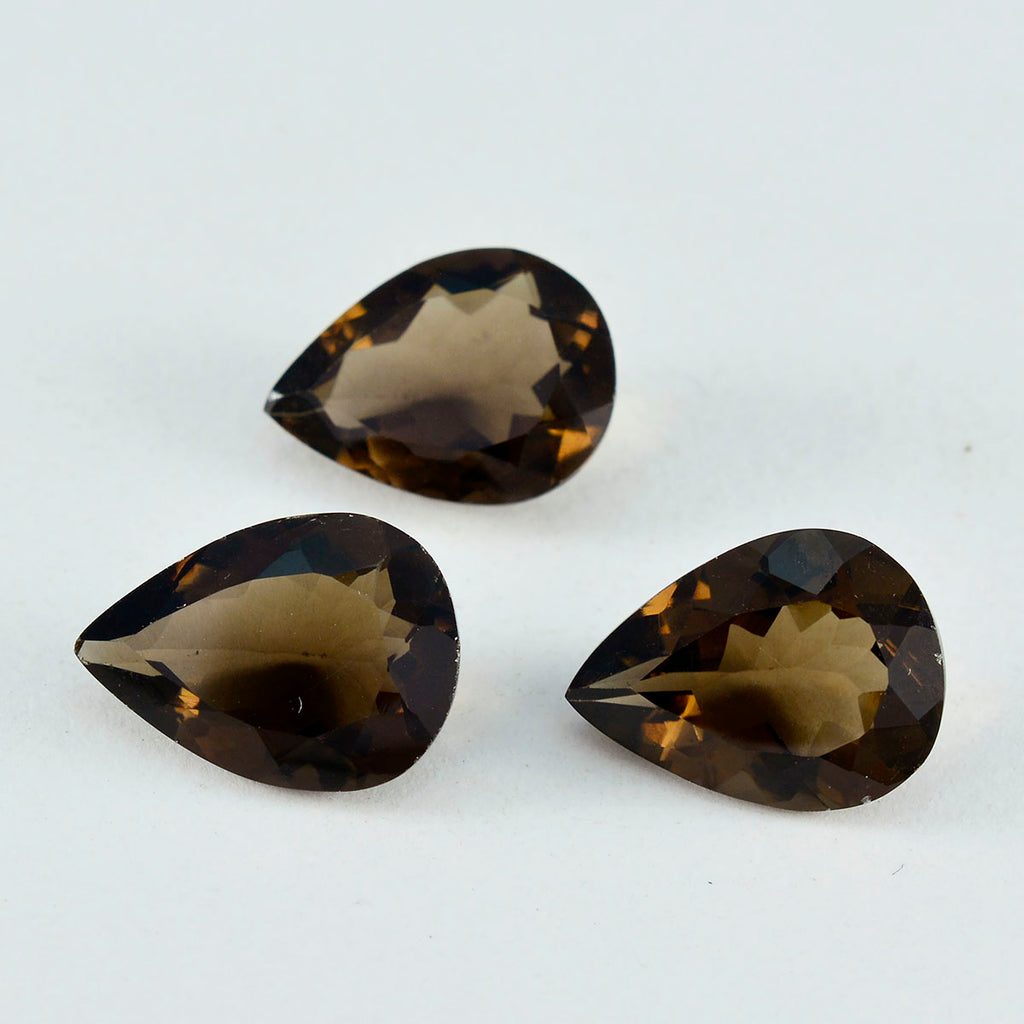 Smoky Quartz 1PC Chunky 12x16 MM Pear Faceted Brown Superior Semi Precious Loose Gemstone