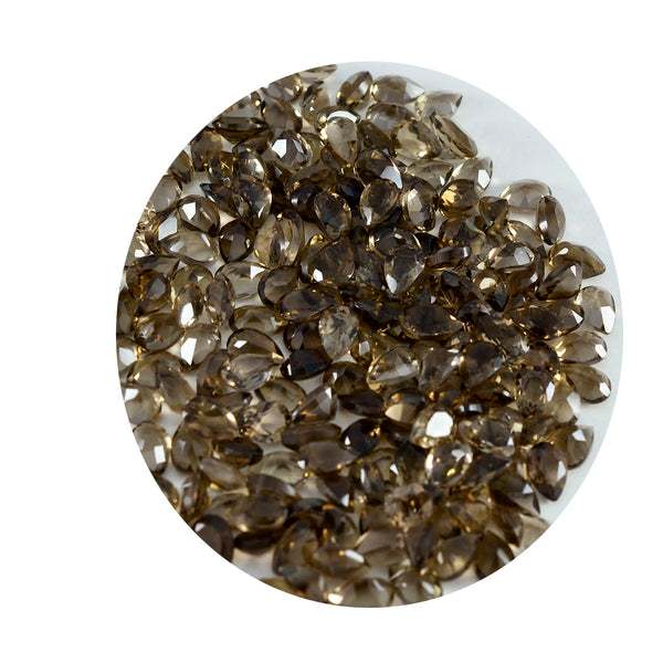 Smoky Quartz 10PC Tiny 3x5 MM Pear Faceted Brown Fiery Semi Precious Loose Gemstone
