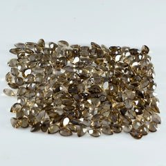 Smoky Quartz 10PC Tiny 3x5 MM Pear Faceted Brown Fiery Semi Precious Loose Gemstone