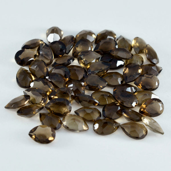 Smoky Quartz 10PC Tiny 3x5 MM Pear Faceted Brown Fiery Semi Precious Loose Gemstone