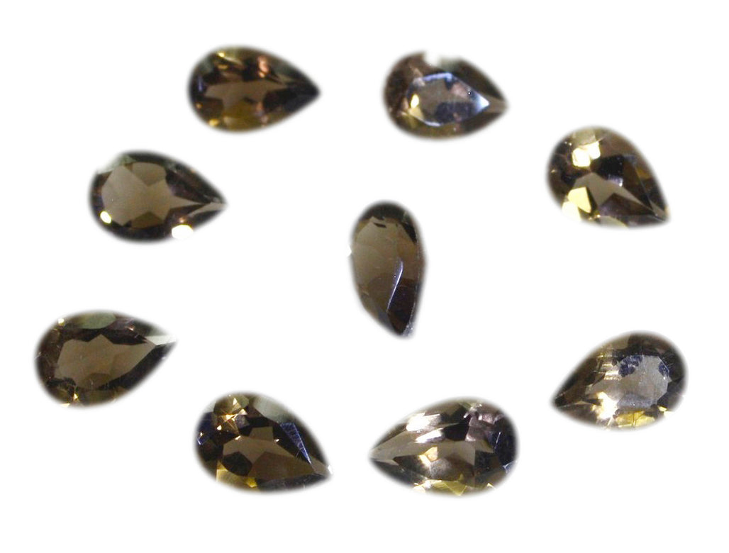 Smoky Quartz 10PC Tiny 3x5 MM Pear Faceted Brown Fiery Semi Precious Loose Gemstone