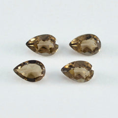 Smoky Quartz 10PC Tiny 4x6 MM Pear Faceted Brown Brilliant Semi Precious Loose Gemstones