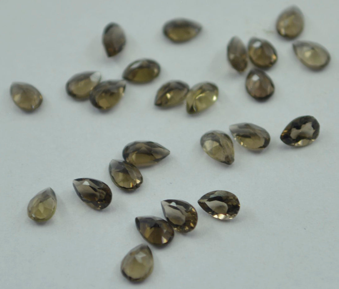 Smoky Quartz 1PC Tiny 5x7 MM Pear Faceted Brown Sparkling Semi Precious Gems