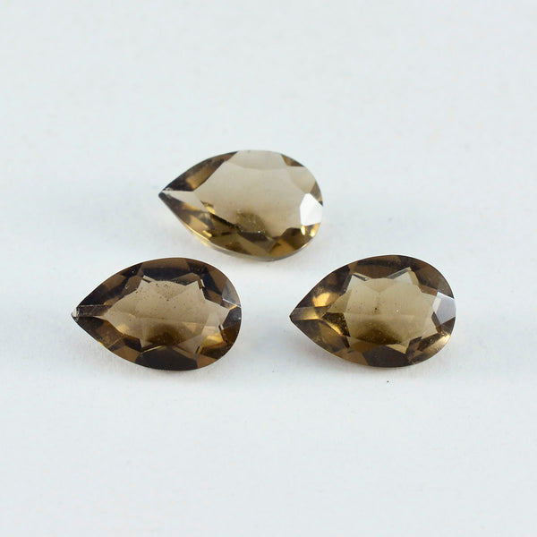 Smoky Quartz 1PC Medium 7x10 MM Pear Faceted Brown Lustrous Semi Precious Gems