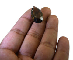 Smoky Quartz 1PC Small 7x9 MM Pear Faceted Brown Luster Semi Precious Loose Gemstones