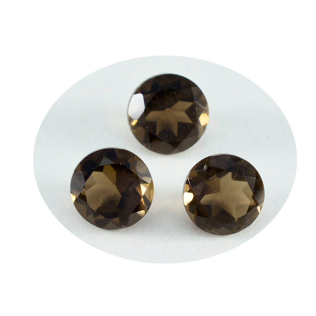 Smoky Quartz 1PC Large 10x10 MM Round Faceted Brown Shine Semi Precious Loose Gemstones