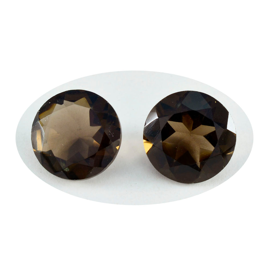 Smoky Quartz 1PC Large 12x12 MM Round Faceted Brown High Quality Semi Precious Loose Gems