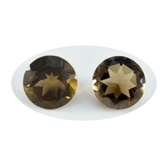 Smoky Quartz 1PC Chunky 14x14 MM Round Faceted Brown Genuine Semi Precious Loose Gemstones