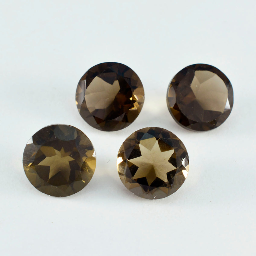 Smoky Quartz 1PC Chunky 14x14 MM Round Faceted Brown Genuine Semi Precious Loose Gemstones