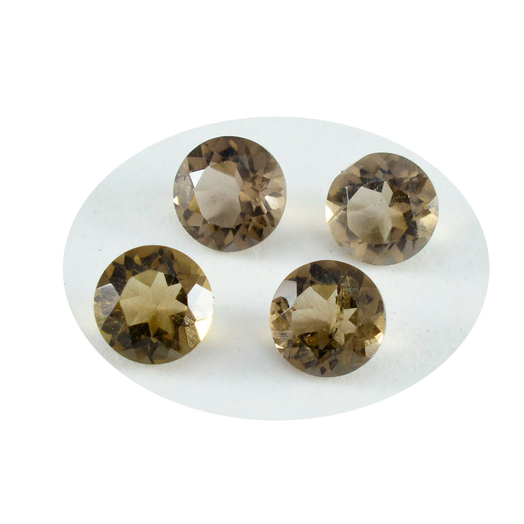 Smoky Quartz 10PC Tiny 5x5 MM Round Faceted Brown Sparkling Semi Precious Loose Gemstone