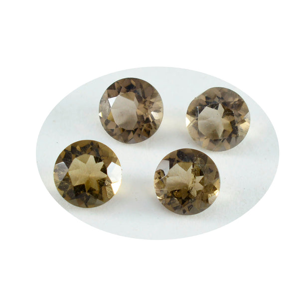 Smoky Quartz 10PC Tiny 5x5 MM Round Faceted Brown Sparkling Semi Precious Loose Gemstone