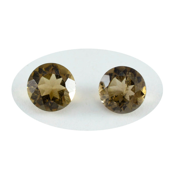 Smoky Quartz 1PC Tiny 6x6 MM Round Faceted Brown Polished Semi Precious Loose Gemstones