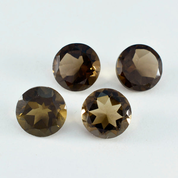 Smoky Quartz 1PC Chunky 13x13 MM Round Faceted Brown Natural Semi Precious Loose Gemstone