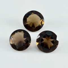 Smoky Quartz 1PC Chunky 14x14 MM Round Faceted Brown Genuine Semi Precious Loose Gemstones