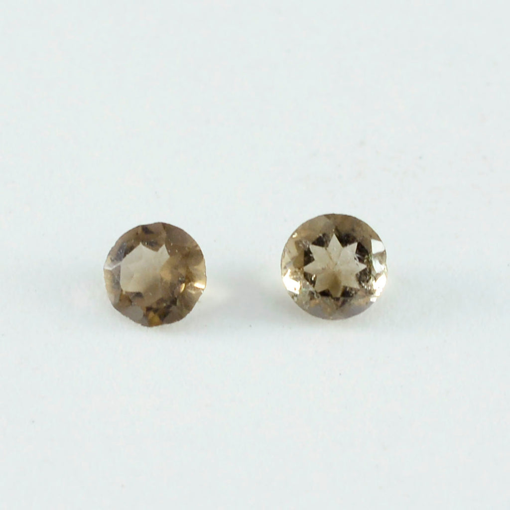 Smoky Quartz 10PC Tiny 5x5 MM Round Faceted Brown Sparkling Semi Precious Loose Gemstone