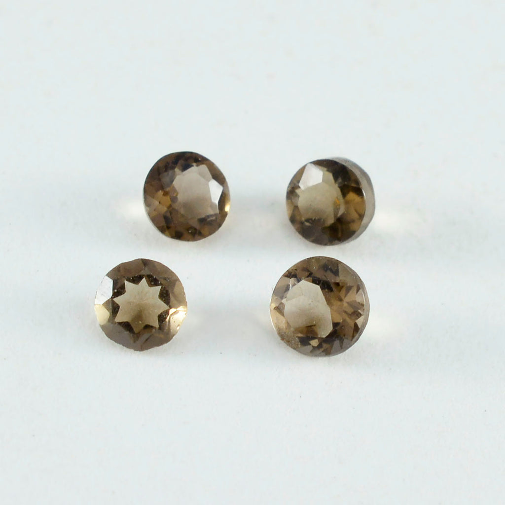 Smoky Quartz 1PC Tiny 6x6 MM Round Faceted Brown Polished Semi Precious Loose Gemstones