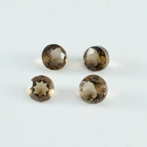 Smoky Quartz 1PC Tiny 6x6 MM Round Faceted Brown Polished Semi Precious Loose Gemstones