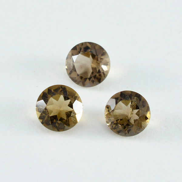 Smoky Quartz 1PC Medium 9x9 MM Round Faceted Brown Lustrous Semi Precious Loose Gemstone