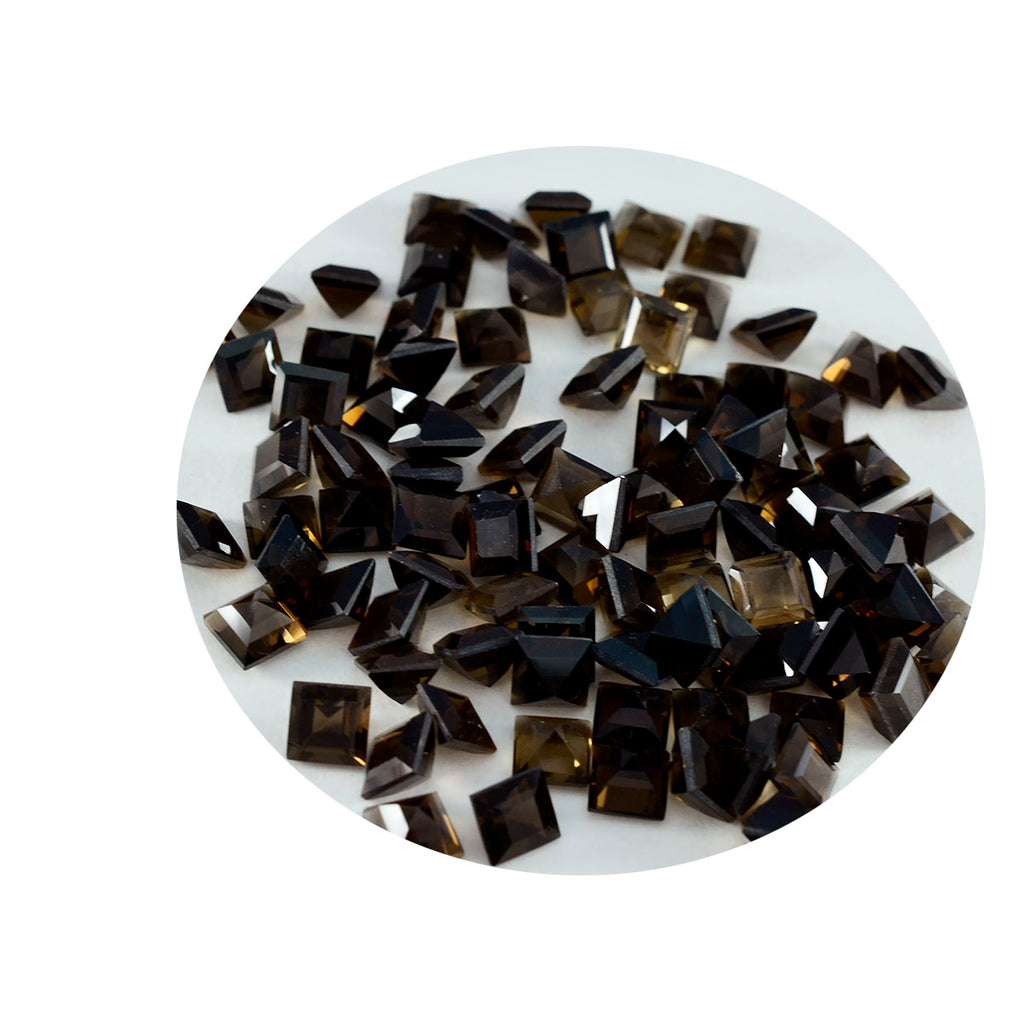 Smoky Quartz 1PC Tiny 5x5 MM Square Faceted Brown Sparkling Semi Precious Loose Gemstone