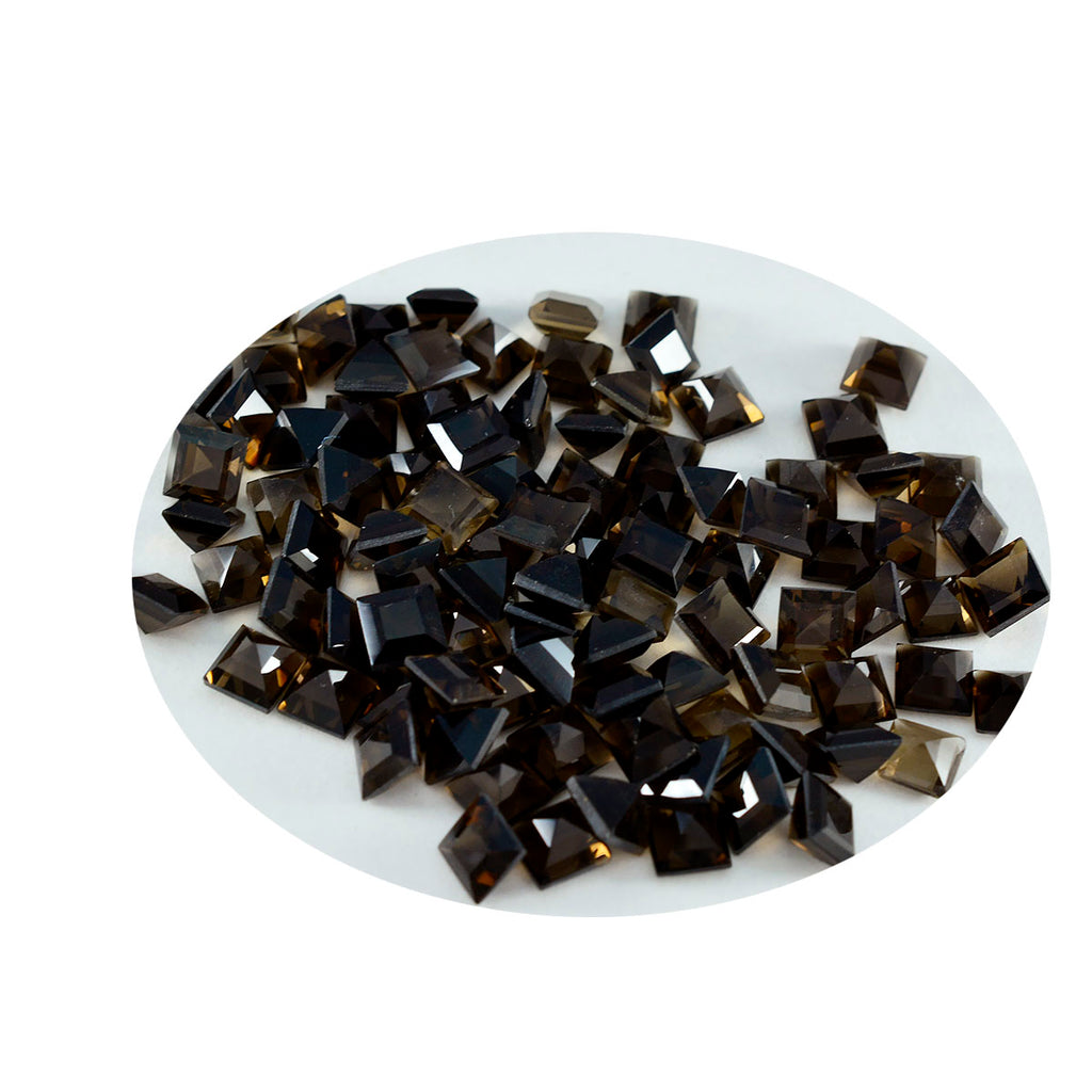 Smoky Quartz 1PC Tiny 6x6 MM Square Faceted Brown Polished Semi Precious Loose Gemstones