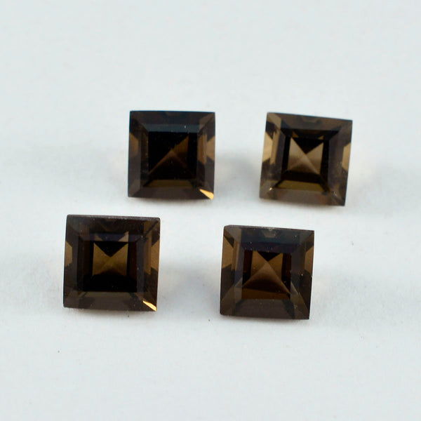 Smoky Quartz 1PC Medium 9x9 MM Square Faceted Brown Lustrous Semi Precious Loose Gemstone