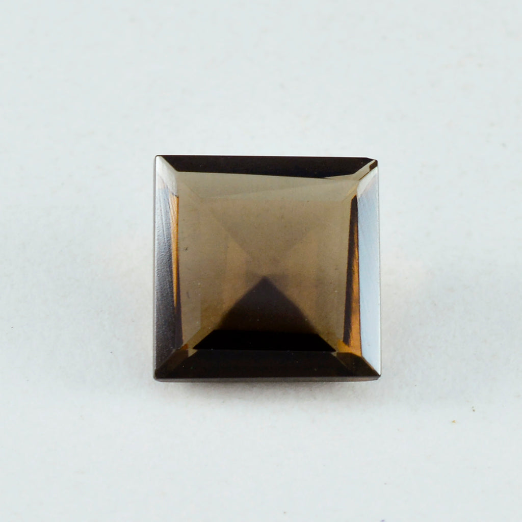 Smoky Quartz 1PC Large 10x10 MM Square Faceted Brown Shine Semi Precious Loose Gemstones