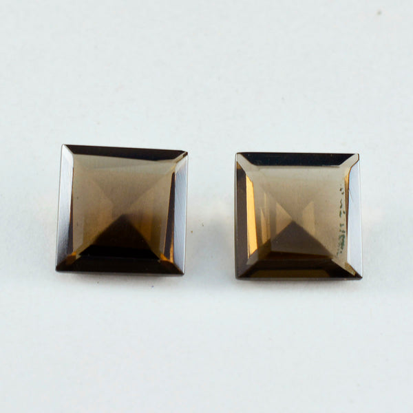 Smoky Quartz 1PC Large 10x10 MM Square Faceted Brown Shine Semi Precious Loose Gemstones