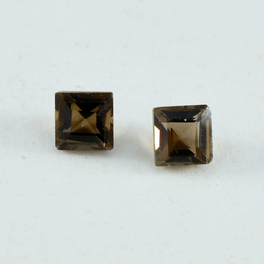 Smoky Quartz 10PC Tiny 3x3 MM Square Faceted Brown Fiery Semi Precious Gems