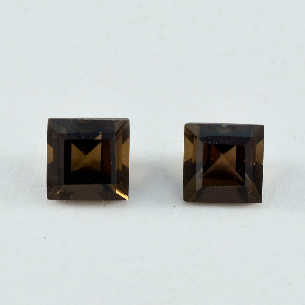 Smoky Quartz 1PC Small 8x8 MM Square Faceted Brown Luster Semi Precious Loose Gems