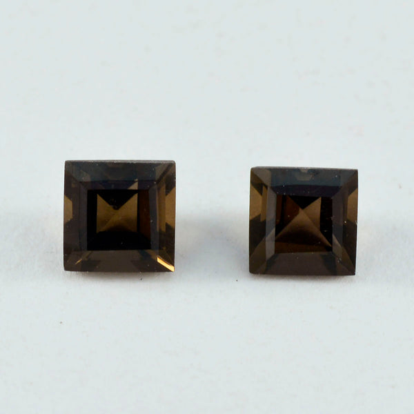 Smoky Quartz 1PC Small 8x8 MM Square Faceted Brown Luster Semi Precious Loose Gems