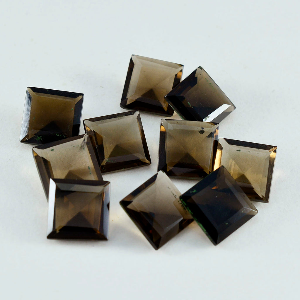 Smoky Quartz 1PC Medium 9x9 MM Square Faceted Brown Lustrous Semi Precious Loose Gemstone