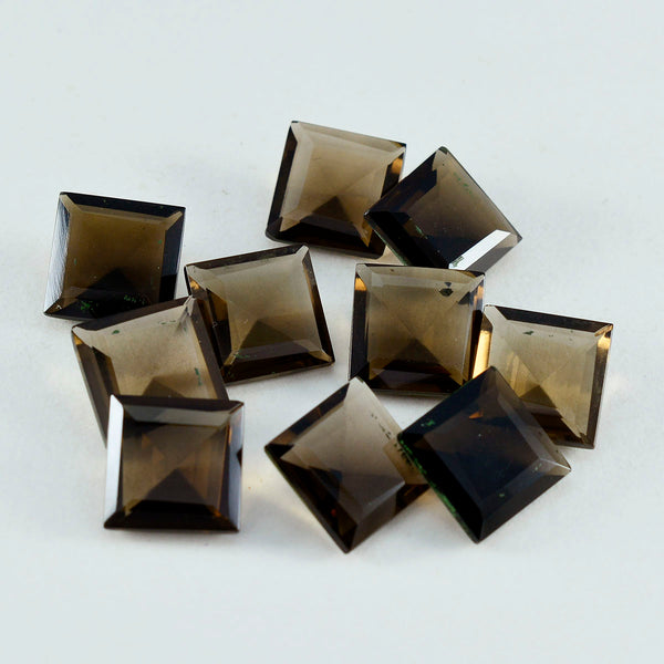 Smoky Quartz 1PC Medium 9x9 MM Square Faceted Brown Lustrous Semi Precious Loose Gemstone