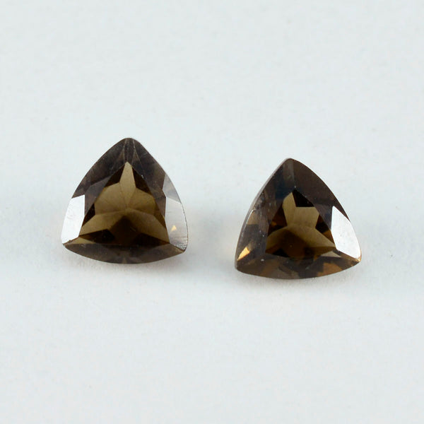 Smoky Quartz 1PC Large 10x10 MM Triangle Faceted Brown Shine Semi Precious Loose Gemstones