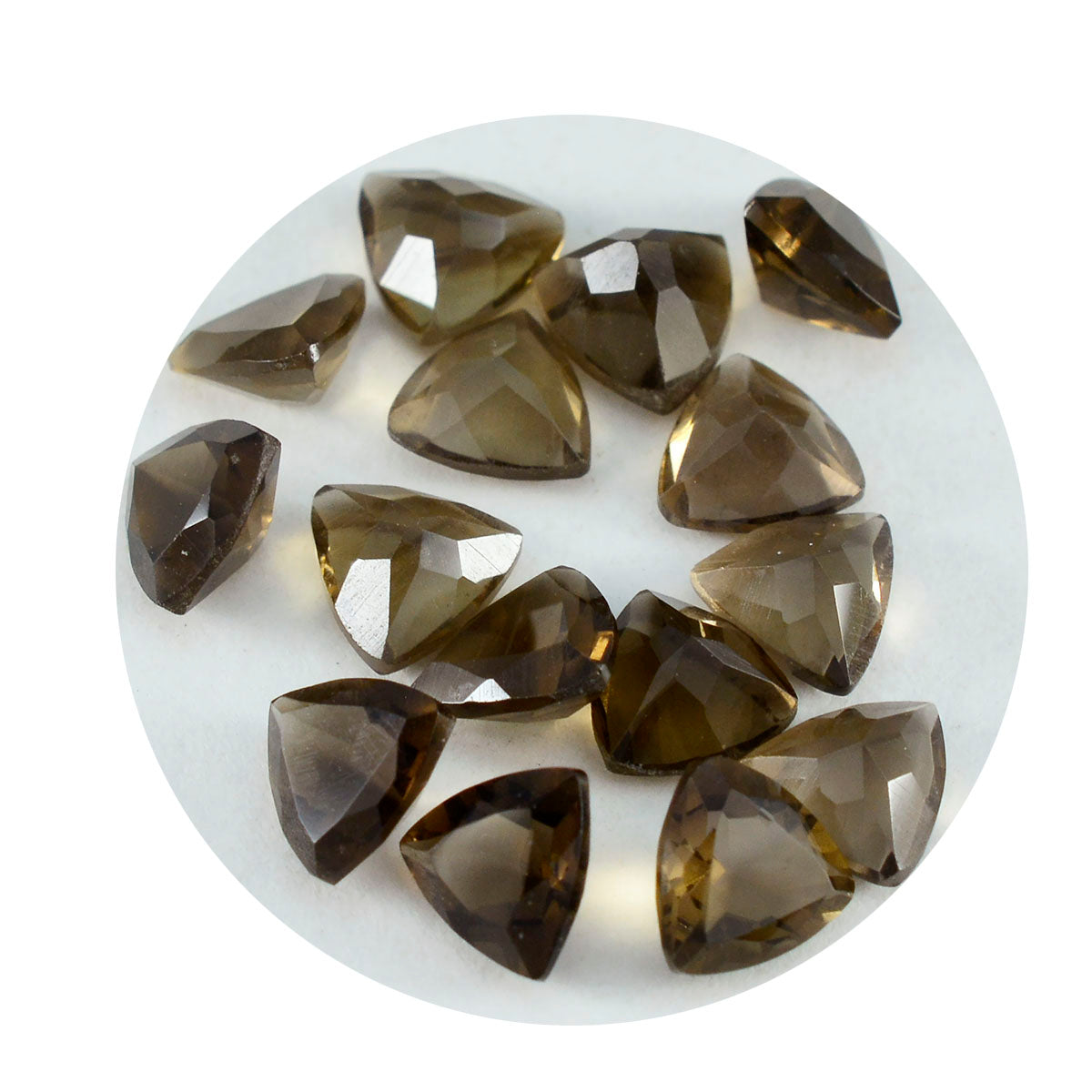 Smoky Quartz 10PC Tiny 5x5 MM Triangle Faceted Brown Sparkling Semi Precious Loose Gemstone Immagine secondaria del prodotto