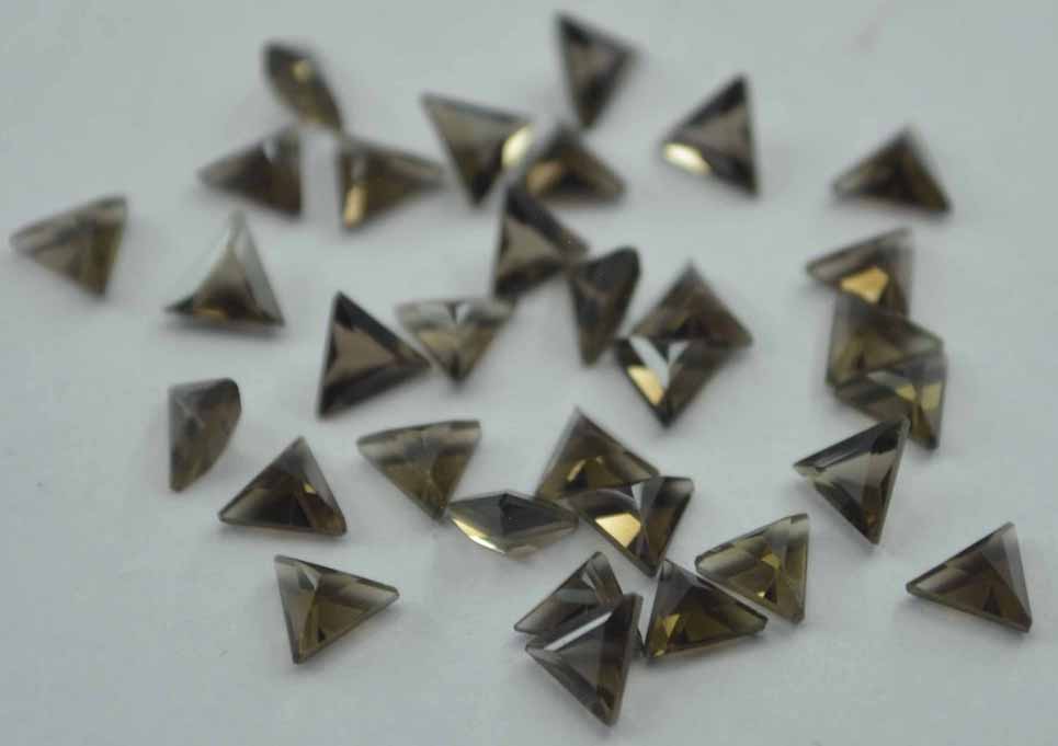 Smoky Quartz 10PC Tiny 4x4 MM Triangle Faceted Brown Brilliant Semi Precious Loose Gems