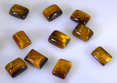 Tiger Eye 1PC Small 7x9 MM Emerald Cabochon Brown Polished semi Precious Loose Gems