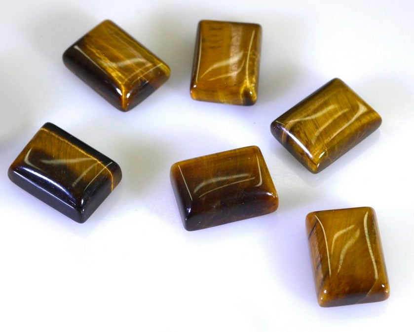 Tiger Eye 1PC Medium 8x10 MM Emerald Cabochon Brown Luster semi Precious Loose Gemstones