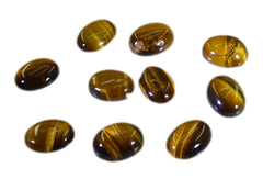 Tiger Eye 1PC Small 6x9 MM Oval Cabochon Brown Shine semi Precious Loose Gemstones