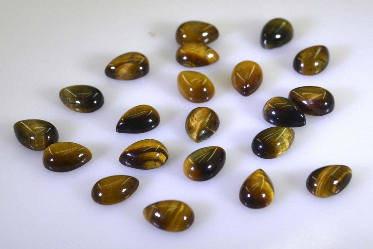 Tiger Eye 10PC Tiny 4x6 MM Pear Cabochon Brown High Quality semi Precious Precious Gemstone