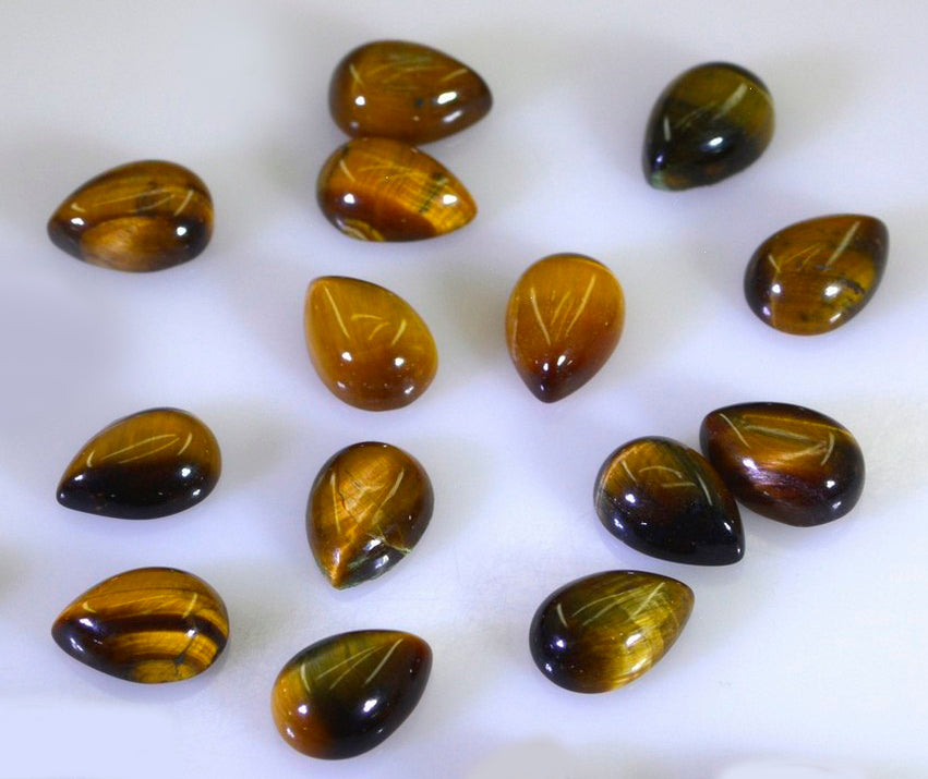 Tiger Eye 1PC Tiny 5x7 MM Pear Cabochon Brown Natural semi Precious Gems