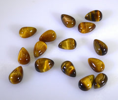Tiger Eye 1PC Small 6x8 MM Pear Cabochon Brown Genuine semi Precious Loose Gems