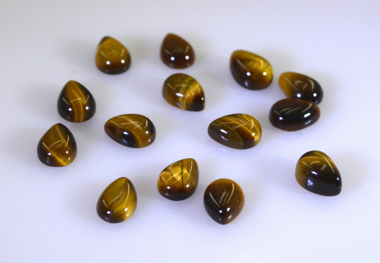 Tiger Eye 1PC Small 6x9 MM Pear Cabochon Brown Superior semi Precious Loose Gemstone