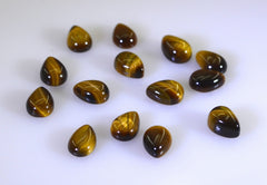 Tiger Eye 1PC Small 6x9 MM Pear Cabochon Brown Superior semi Precious Loose Gemstone