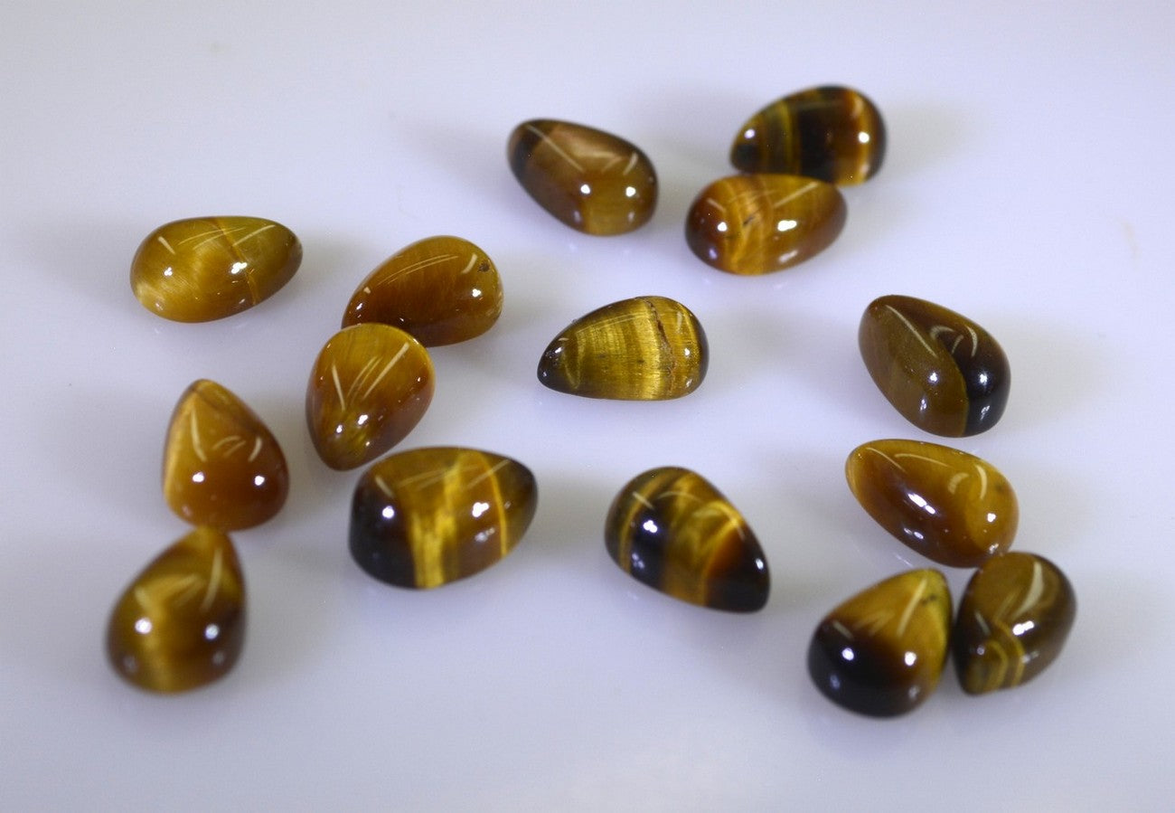 Tiger Eye 1PC Medium 8x10 MM Pear Cabochon Brown Brilliant semi Precious Precious Gemstone Secundaire afbeelding