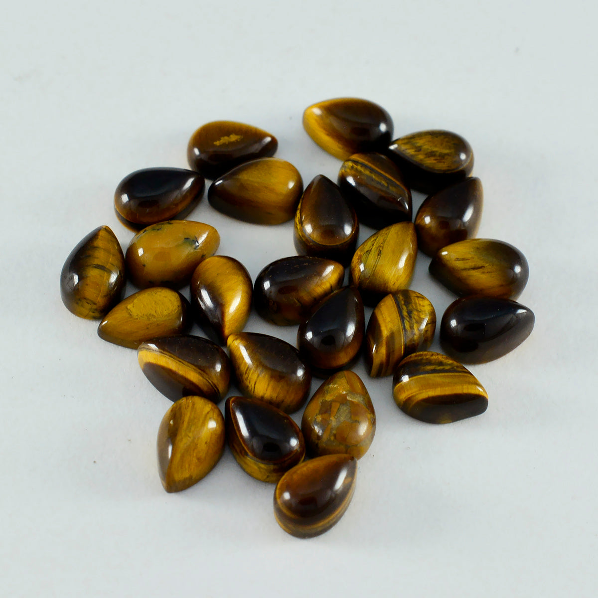 Tigerauge 1PC Groß 9x11 MM Birnen-Cabochon Braun Funkelnde Halbedelsteine メイン画像