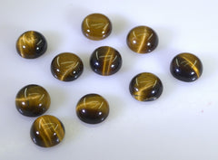 Tiger Eye 1PC Small 7x7 MM Round Cabochon Brown Pure semi Precious Loose Gemstones