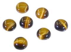 Tiger Eye 1PC Small 8x8 MM Round Cabochon Brown Fiery semi Precious Semi Precious Gemstone